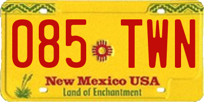 NM license plate 085TWN