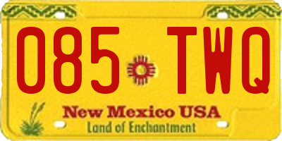 NM license plate 085TWQ