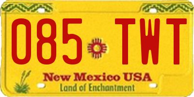 NM license plate 085TWT