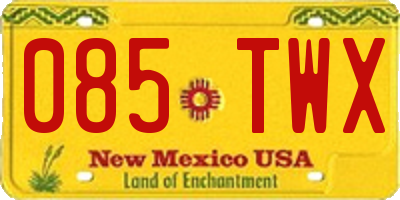 NM license plate 085TWX