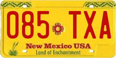 NM license plate 085TXA
