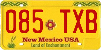 NM license plate 085TXB