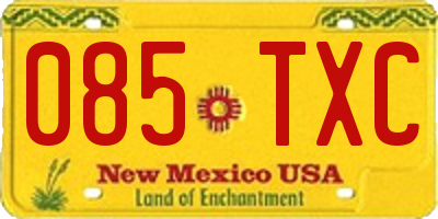 NM license plate 085TXC