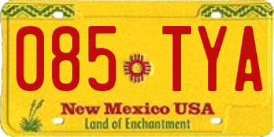 NM license plate 085TYA