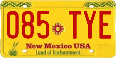 NM license plate 085TYE