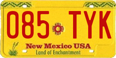 NM license plate 085TYK