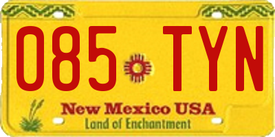 NM license plate 085TYN