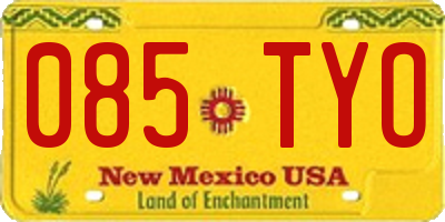 NM license plate 085TYO