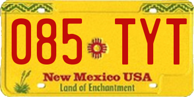 NM license plate 085TYT