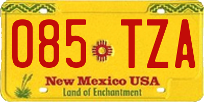 NM license plate 085TZA