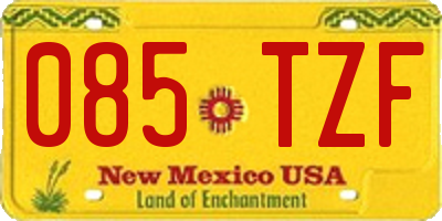 NM license plate 085TZF