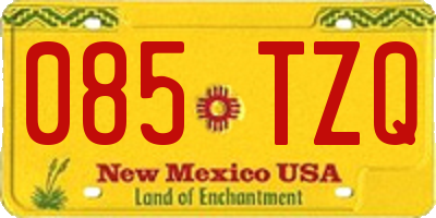 NM license plate 085TZQ