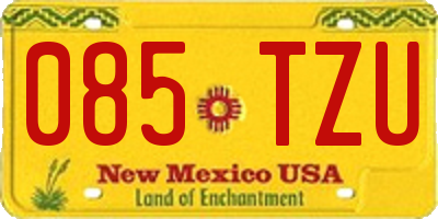 NM license plate 085TZU