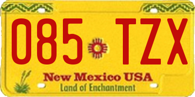 NM license plate 085TZX