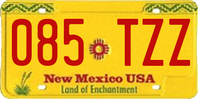 NM license plate 085TZZ