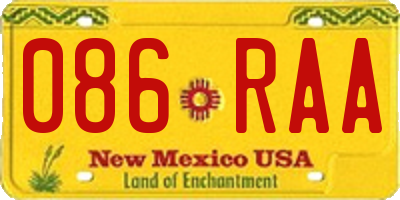 NM license plate 086RAA