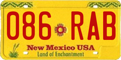 NM license plate 086RAB