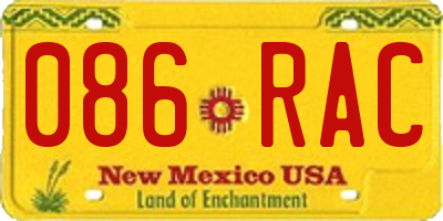 NM license plate 086RAC