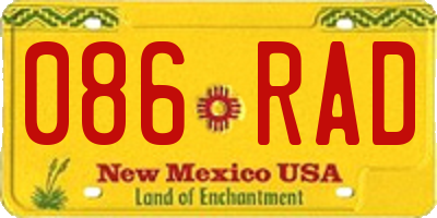 NM license plate 086RAD