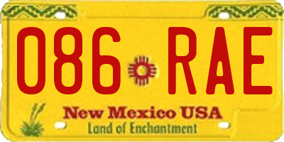 NM license plate 086RAE