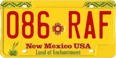NM license plate 086RAF