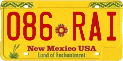 NM license plate 086RAI