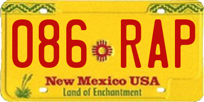 NM license plate 086RAP