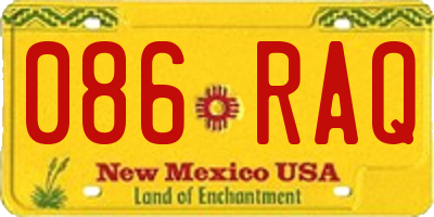 NM license plate 086RAQ