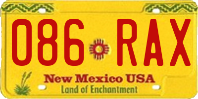 NM license plate 086RAX