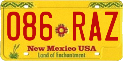 NM license plate 086RAZ