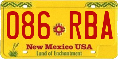 NM license plate 086RBA