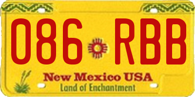 NM license plate 086RBB