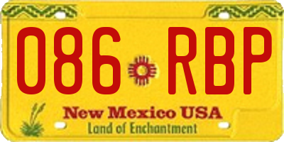 NM license plate 086RBP
