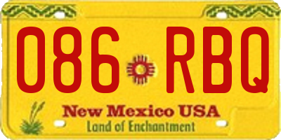 NM license plate 086RBQ