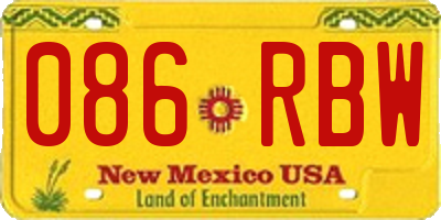 NM license plate 086RBW