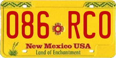NM license plate 086RCO