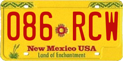 NM license plate 086RCW