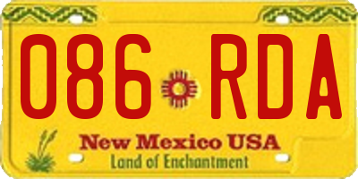 NM license plate 086RDA