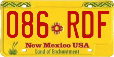 NM license plate 086RDF