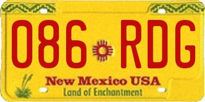 NM license plate 086RDG