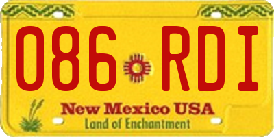 NM license plate 086RDI