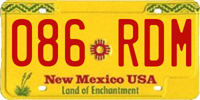 NM license plate 086RDM