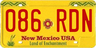 NM license plate 086RDN