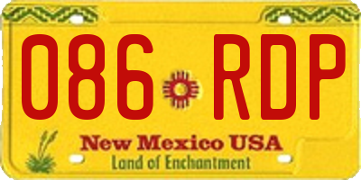 NM license plate 086RDP