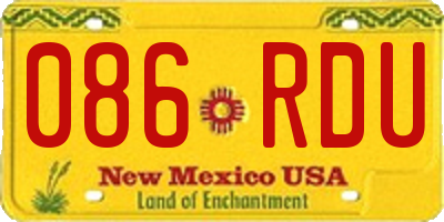 NM license plate 086RDU