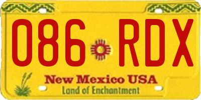 NM license plate 086RDX