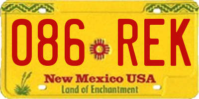 NM license plate 086REK