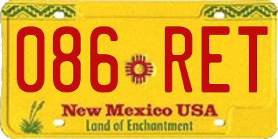 NM license plate 086RET