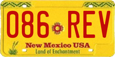 NM license plate 086REV