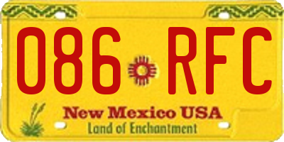 NM license plate 086RFC
